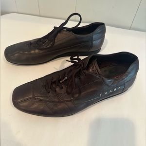 Prada brown leather sneakers